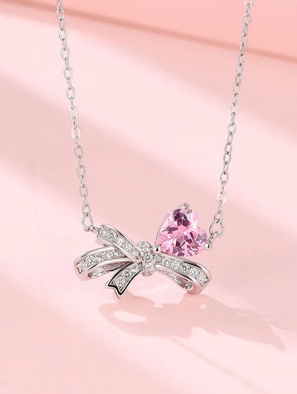 925_Silver_Pink_Whisper_Bow_And_Elegant_Aura_Chain_For_Women(Pack_OF_2)