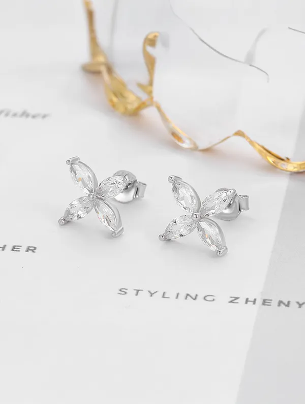 925_Silver_Sterling_Snow_Earrings_For_Women