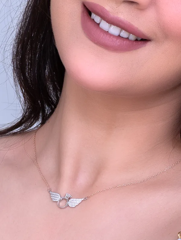 925_Silver_Angel_Wing_Solitaire_Chain_For_Women