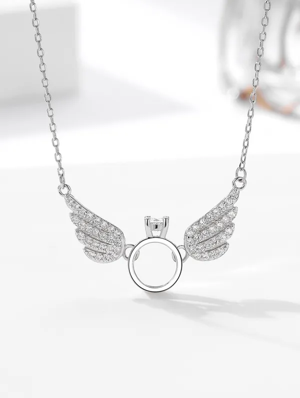 925_Silver_Angel_Wing_Solitaire_Chain_For_Women