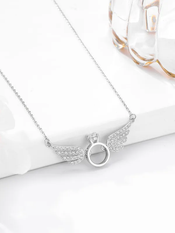 925_Silver_Angel_Wing_Solitaire_Chain_For_Women