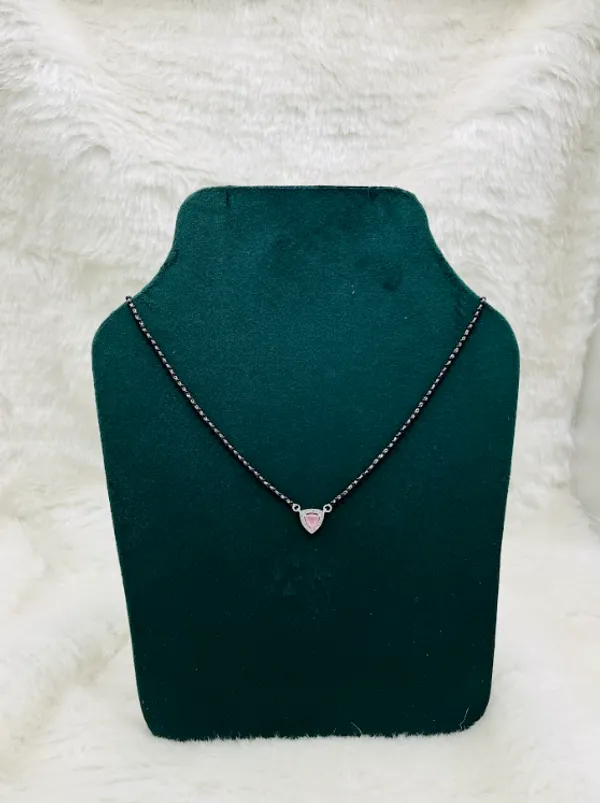 925_Silver_Triangular_Pink_Stone_Mangalsutra_For_Women