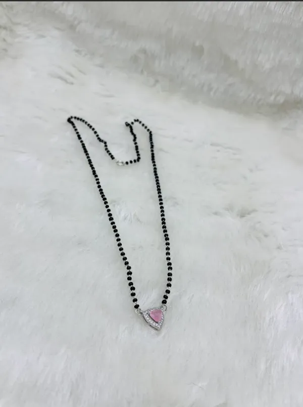 925_Silver_Triangular_Pink_Stone_Mangalsutra_For_Women