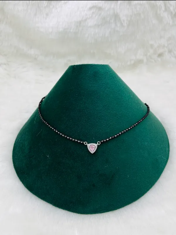 925_Silver_Triangular_Pink_Stone_Mangalsutra_For_Women