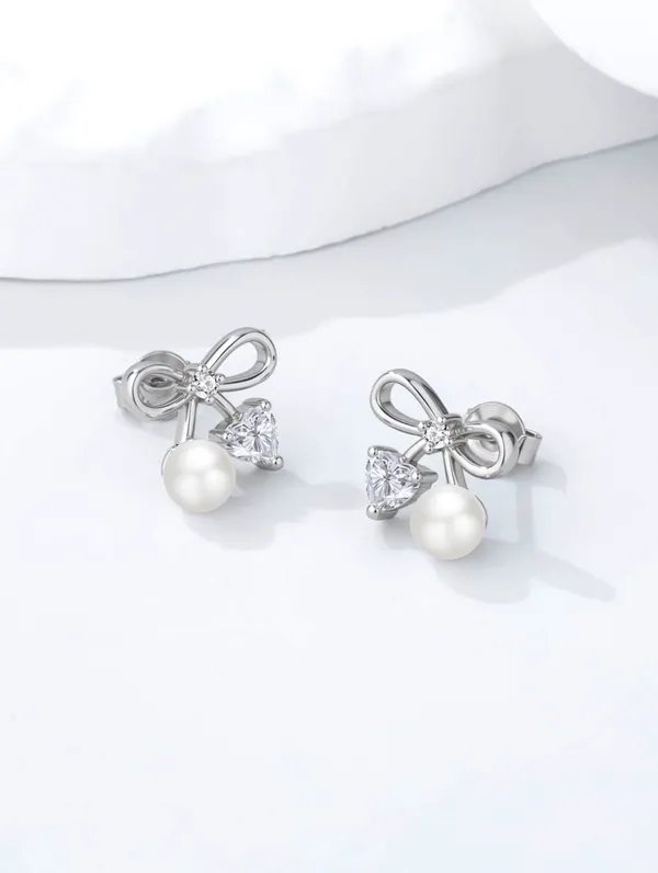 925_Silver_Pearl_Love_Bow_Earrings_For_Women