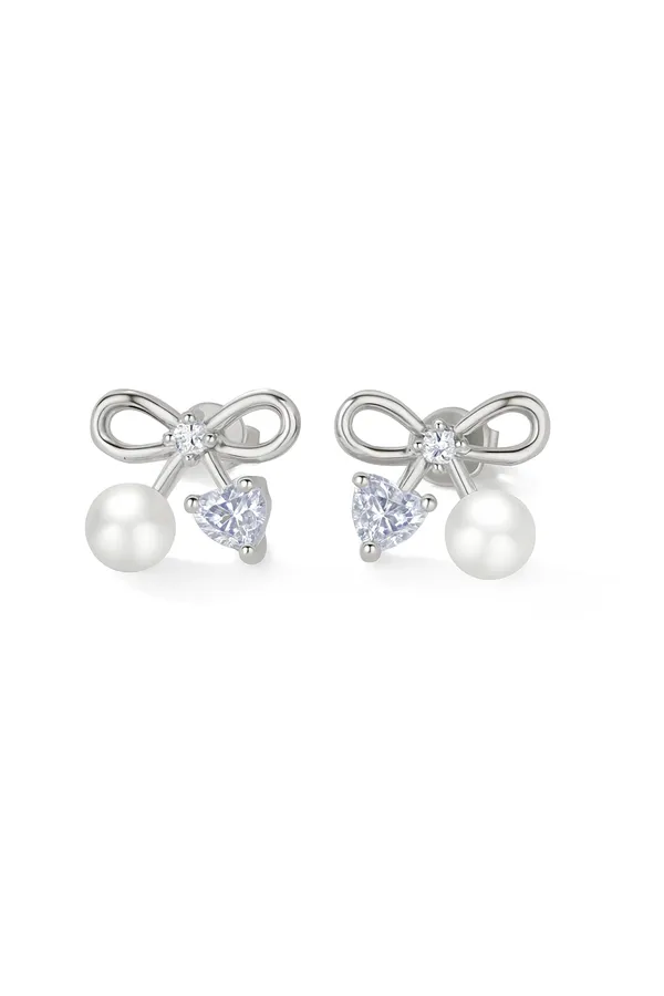 925_Silver_Pearl_Love_Bow_Earrings_For_Women
