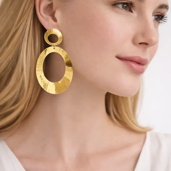 Ridhvee_Anti-Tarnish_Gold_Plated_Oval_Statement_Drop_Earrings_For_Women_&_Girls_|_Stylish_Textured_Geometric_Dangle_Earrings_|_Butterfly_Clasp_|_Skin_Friendly_Lightweight_Fashion_Jewellery_|_Rv-At-Erg-015