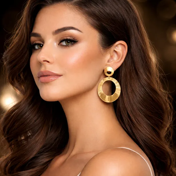 Ridhvee_Anti-Tarnish_Gold_Plated_Oval_Statement_Drop_Earrings_For_Women_&_Girls_|_Stylish_Textured_Geometric_Dangle_Earrings_|_Butterfly_Clasp_|_Skin_Friendly_Lightweight_Fashion_Jewellery_|_Rv-At-Erg-015