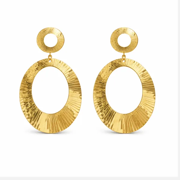 Ridhvee_Anti-Tarnish_Gold_Plated_Oval_Statement_Drop_Earrings_For_Women_&_Girls_|_Stylish_Textured_Geometric_Dangle_Earrings_|_Butterfly_Clasp_|_Skin_Friendly_Lightweight_Fashion_Jewellery_|_Rv-At-Erg-015