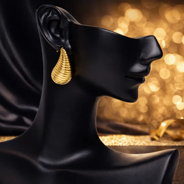 Ridhvee_Anti-Tarnish_Gold_Plated_Teardrop_Statement_Earrings_For_Women_&_Girls_|_Ribbed_Textured_Drop_Design_|_Skin_Friendly_Lightweight_Fashion_Jewellery_|_Rv-At-Erg-020