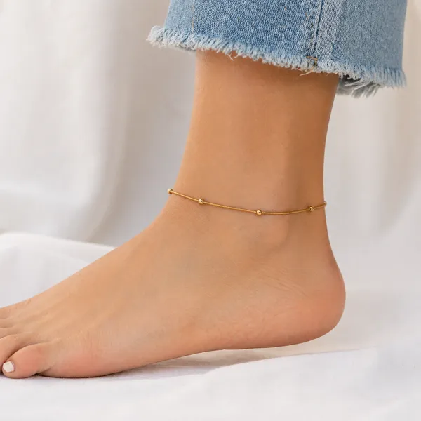 RIDHVEE_Gold_Plated_Anti_Tarnish_Anklet_for_Women_&_Girls_|_Minimal_Beaded_Chain_Design_|_Premium_Skin_Friendly_Adjustable_Payal_|_Daily_Wear_Elegant_Foot_Jewellery_RV-AT-ANK-004
