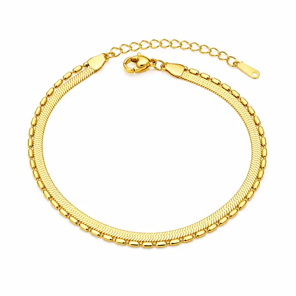 RIDHVEE_Gold_Plated_Anti_Tarnish_Double_Layer_Anklet_for_Women_&_Girls_|_Herringbone_&_Link_Chain_Design_|_Premium_Skin_Friendly_Adjustable_Payal_|_Trendy_Daily_Wear_Foot_Jewellery_RV-AT-ANK-007
