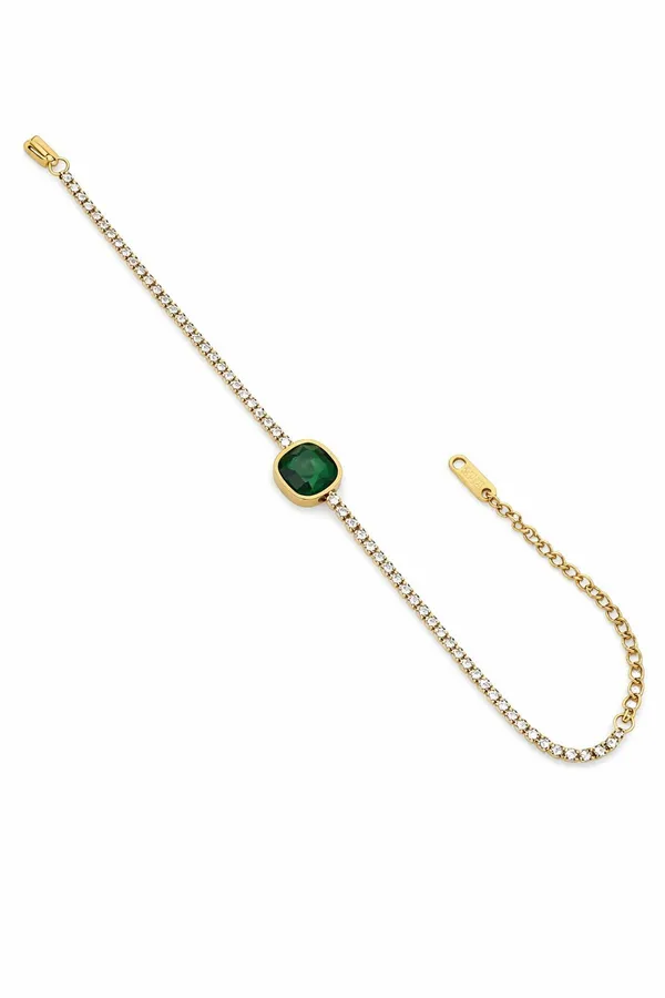 RIDHVEE_Gold_Plated_Anti_Tarnish_Bracelet_for_Women_with_Green_Stone_&_American_Diamond_Chain_|_Premium_Skin_Friendly_Adjustable_Luxury_Bracelet_for_Girls_&_Ladies_|_Elegant_Party_Wear_Jewellery_RV-AT-BRC-016
