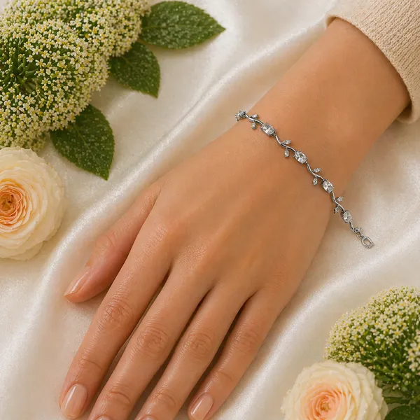 RIDHVEE_Gold_Plated_Anti_Tarnish_Bracelet_for_Women_&_Girls_|_Elegant_Crystal_Vine_Design_with_American_Diamond_Stones_|_Premium_Skin_Friendly_Adjustable_Chain_Bracelet_|_Daily_Wear_Party_Jewellery_RV-AT-BRC-018