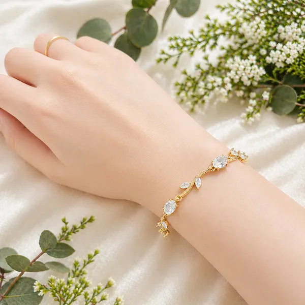 RIDHVEE_Premium_316L_Stainless_Steel_18K_Gold_Plated_Adjustable_Bracelet_for_Women_|_Anti-Tarnish_Skin_Friendly_CZ_Stone_Chain_Bracelet_|_Waterproof_Dainty_Luxury_Hand_Bracelet_Gift_RV-AT-BRC-023