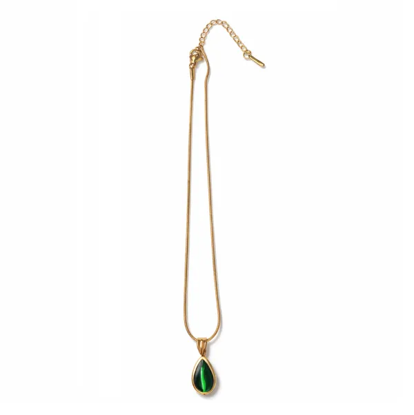RIDHVEE_Green_Teardrop_Pendant_Necklace_for_Women_|_Anti-Tarnish_Gold_Plated_Chain_with_Emerald_Look_Stone_|_Elegant_Daily_Wear_&_Party_Wear_Jewellery_|_Minimalist_Designer_Necklace_(RV-AT-CPD-023)