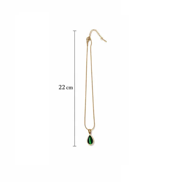 RIDHVEE_Green_Teardrop_Pendant_Necklace_for_Women_|_Anti-Tarnish_Gold_Plated_Chain_with_Emerald_Look_Stone_|_Elegant_Daily_Wear_&_Party_Wear_Jewellery_|_Minimalist_Designer_Necklace_(RV-AT-CPD-023)