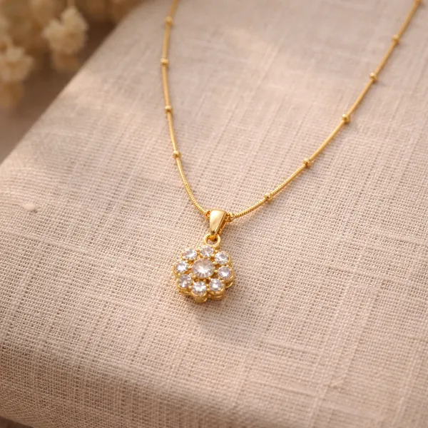 RIDHVEE_Floral_Diamond_Pendant_Necklace_for_Women_|_Anti-Tarnish_Gold_Plated_Chain_with_American_Diamond_Flower_Pendant_|_Elegant_Daily_Wear_&_Party_Wear_Jewellery_(RV-AT-CPD-024)