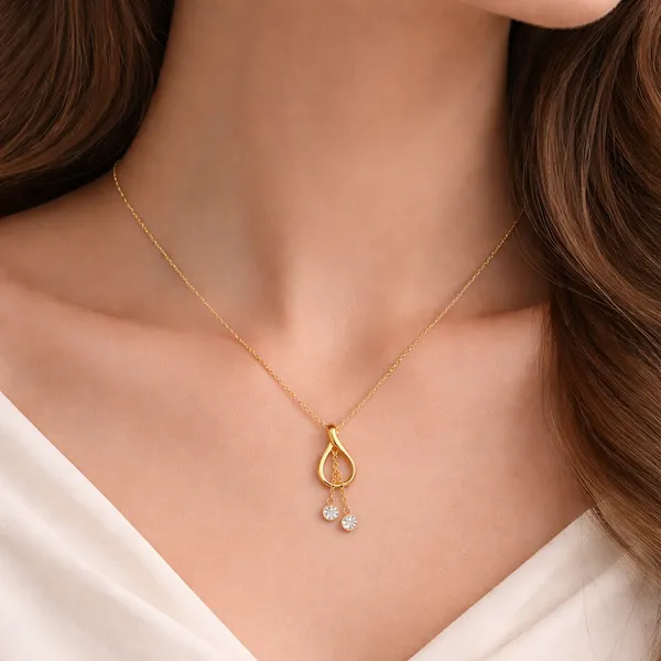 RIDHVEE_Knot_Drop_Pendant_Necklace_for_Women_|_Anti-Tarnish_Gold_Plated_Chain_with_American_Diamond_Dangle_Charms_|_Elegant_Minimalist_Daily_Wear_&_Party_Wear_Jewellery_(RV-AT-CPD-025)