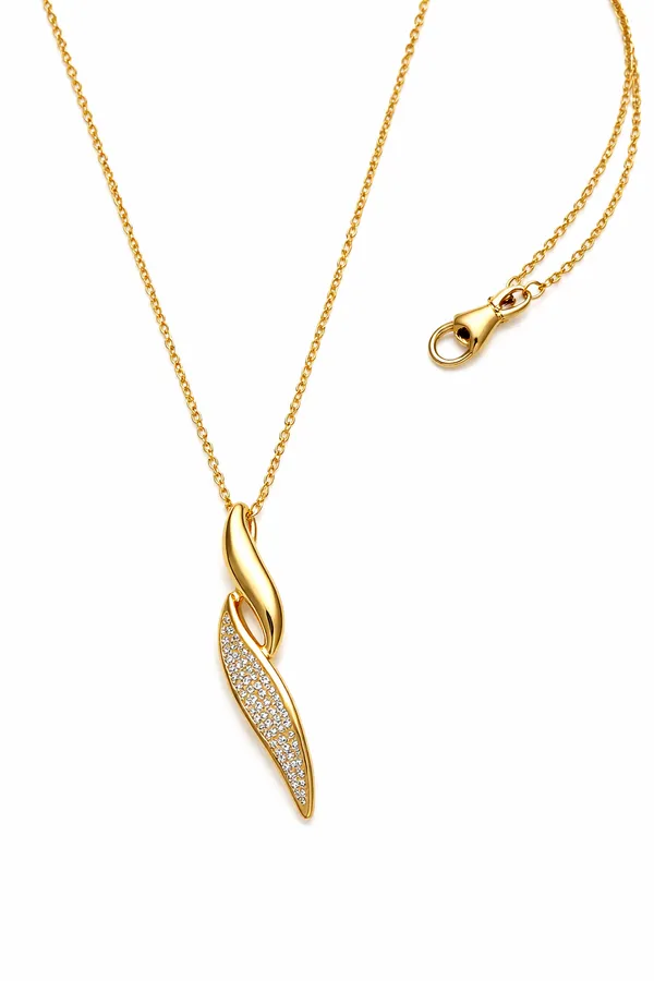 RIDHVEE_Designer_Leaf_Pendant_Necklace_for_Women_|_Anti-Tarnish_Gold_Plated_Chain_with_American_Diamond_Curve_Pendant_|_Elegant_Daily_Wear_&_Party_Wear_Jewellery_(RV-AT-CPD-026)