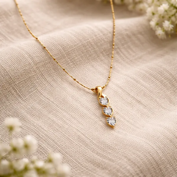 RIDHVEE_Heart_Drop_Pendant_Necklace_for_Women_|_Anti-Tarnish_Gold_Plated_Chain_with_American_Diamond_Triple_Heart_Charm_|_Elegant_Daily_Wear_&_Party_Wear_Jewellery_(RV-AT-CPD-029)