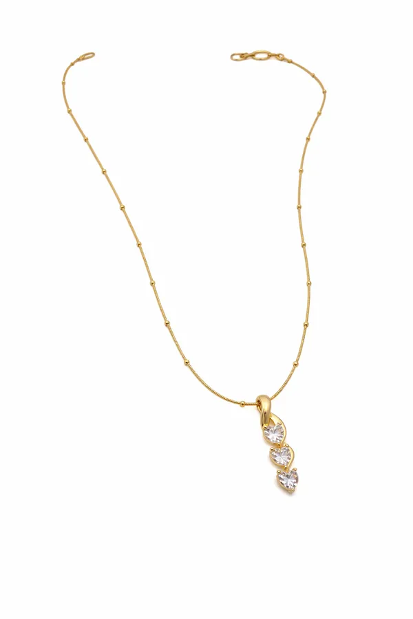 RIDHVEE_Heart_Drop_Pendant_Necklace_for_Women_|_Anti-Tarnish_Gold_Plated_Chain_with_American_Diamond_Triple_Heart_Charm_|_Elegant_Daily_Wear_&_Party_Wear_Jewellery_(RV-AT-CPD-029)