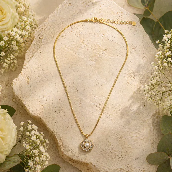 RIDHVEE_Pearl_Floral_Pendant_Necklace_for_Women_|_Anti-Tarnish_Gold_Plated_Chain_with_American_Diamond_Flower_Design_|_Elegant_Daily_Wear_&_Party_Wear_Jewellery_(RV-AT-CPD-031)