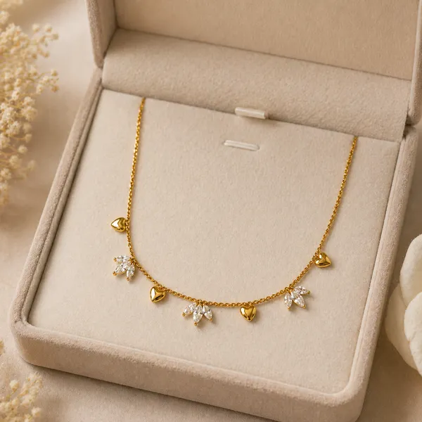 RIDHVEE_Premium_316L_Stainless_Steel_18K_Gold_Plated_Chain_Pendant_Necklace_for_Women_|_Anti-Tarnish_Dainty_Charm_Necklace_with_CZ_Stones_|_Minimalist_Daily_Wear_Luxury_Jewellery_Gift_RV-AT-CPD-036