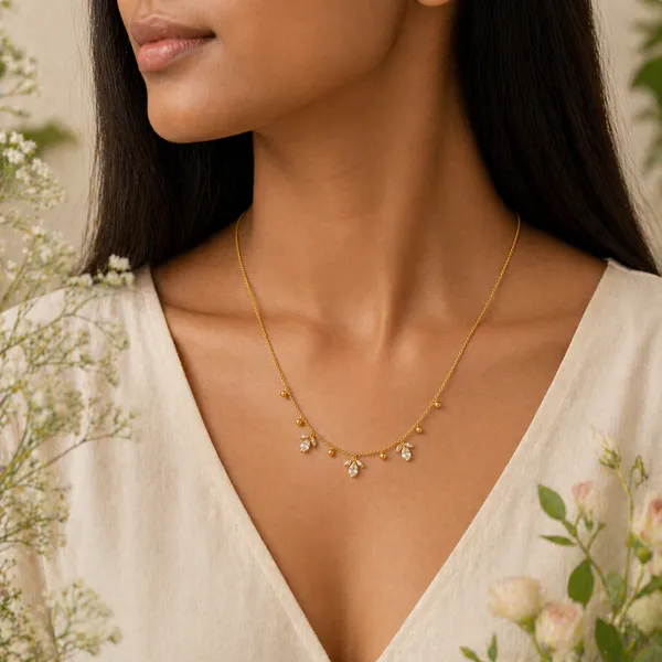 RIDHVEE_Premium_316L_Stainless_Steel_18K_Gold_Plated_Dainty_Chain_Pendant_Necklace_for_Women_|_Anti-Tarnish_Minimalist_CZ_Charm_Necklace_|_Waterproof_Daily_Wear_Luxury_Jewellery_Gift_RV-AT-CPD-037