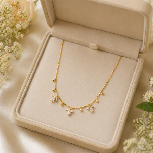 RIDHVEE_Premium_316L_Stainless_Steel_18K_Gold_Plated_Dainty_Chain_Pendant_Necklace_for_Women_|_Anti-Tarnish_Minimalist_CZ_Charm_Necklace_|_Waterproof_Daily_Wear_Luxury_Jewellery_Gift_RV-AT-CPD-037