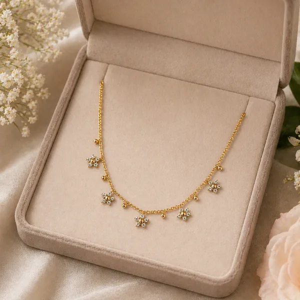 RIDHVEE_Premium_316L_Stainless_Steel_18K_Gold_Plated_Dainty_Chain_Pendant_Necklace_for_Women_|_Anti-Tarnish_Skin_Friendly_CZ_Floral_Charm_Necklace_|_Waterproof_Daily_Wear_Luxury_Jewellery_Gift_RV-AT-CPD-038