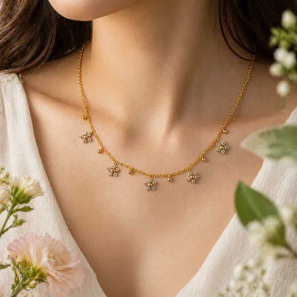 RIDHVEE_Premium_316L_Stainless_Steel_18K_Gold_Plated_Dainty_Chain_Pendant_Necklace_for_Women_|_Anti-Tarnish_Skin_Friendly_CZ_Floral_Charm_Necklace_|_Waterproof_Daily_Wear_Luxury_Jewellery_Gift_RV-AT-CPD-038