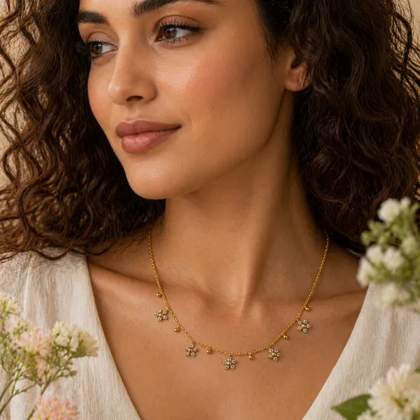 RIDHVEE_Premium_316L_Stainless_Steel_18K_Gold_Plated_Dainty_Chain_Pendant_Necklace_for_Women_|_Anti-Tarnish_Skin_Friendly_CZ_Floral_Charm_Necklace_|_Waterproof_Daily_Wear_Luxury_Jewellery_Gift_RV-AT-CPD-038