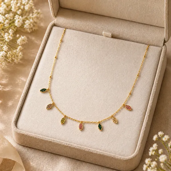 RIDHVEE_Premium_316L_Stainless_Steel_18K_Gold_Plated_Dainty_Chain_Pendant_Necklace_for_Women_|_Anti-Tarnish_Skin_Friendly_Multicolor_CZ_Drop_Charm_Necklace_|_Waterproof_Minimalist_Daily_Wear_Luxury_Jewellery_Gift_RV-AT-CPD-040