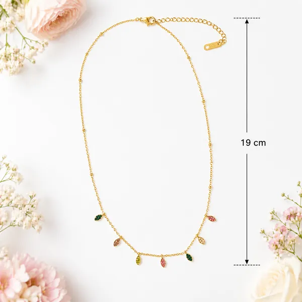 RIDHVEE_Premium_316L_Stainless_Steel_18K_Gold_Plated_Dainty_Chain_Pendant_Necklace_for_Women_|_Anti-Tarnish_Skin_Friendly_Multicolor_CZ_Drop_Charm_Necklace_|_Waterproof_Minimalist_Daily_Wear_Luxury_Jewellery_Gift_RV-AT-CPD-040
