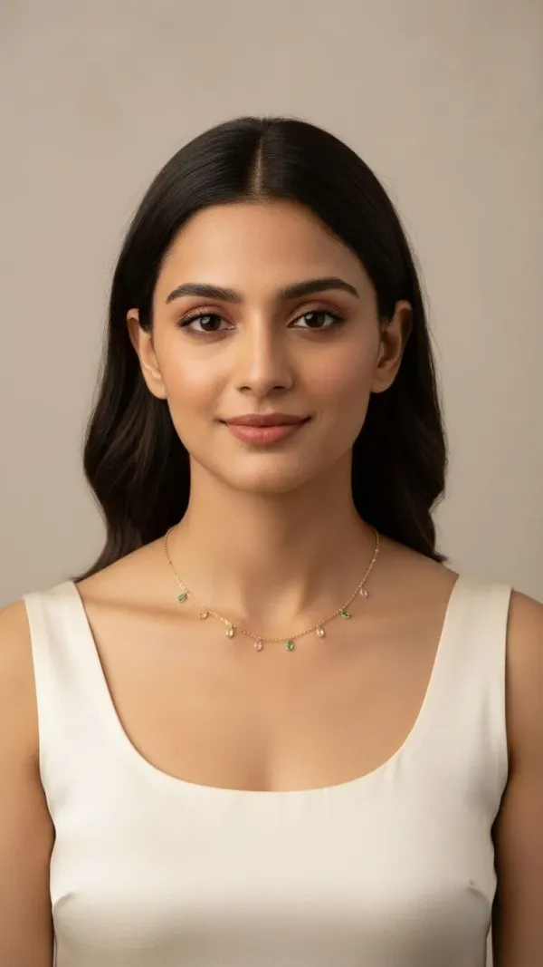 RIDHVEE_Premium_316L_Stainless_Steel_18K_Gold_Plated_Dainty_Chain_Pendant_Necklace_for_Women_|_Anti-Tarnish_Skin_Friendly_Multicolor_CZ_Drop_Charm_Necklace_|_Waterproof_Minimalist_Daily_Wear_Luxury_Jewellery_Gift_RV-AT-CPD-040