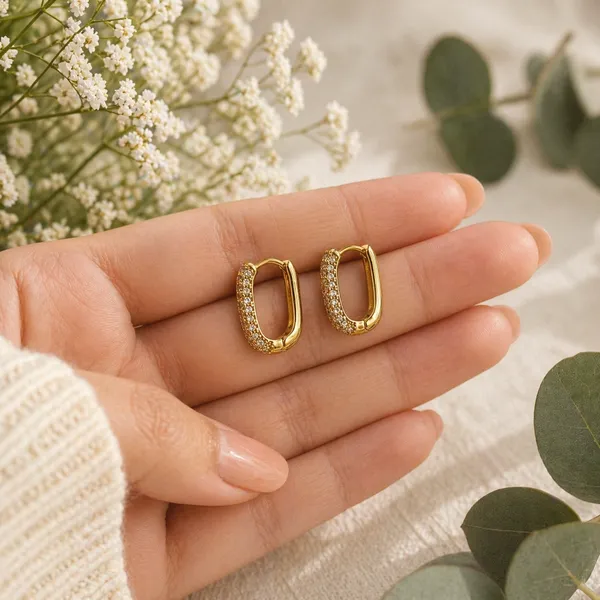 RIDHVEE_Gold_Plated_CZ_Oval_Hoop_Earrings_for_Women_|_Anti-Tarnish_Crystal_Studded_Huggie_Hoops_|_Elegant_Daily_Wear_Party_Earrings_for_Girls_|_RV-AT-ERG-026