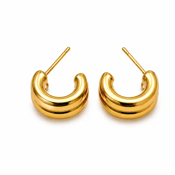 RIDHVEE_Gold_Plated_Chunky_Hoop_Earrings_for_Women_|_Anti-Tarnish_Bold_C-Shape_Half_Hoops_|_Trendy_Minimal_Statement_Earrings_for_Girls_Daily_Wear_|_RV-AT-ERG-027