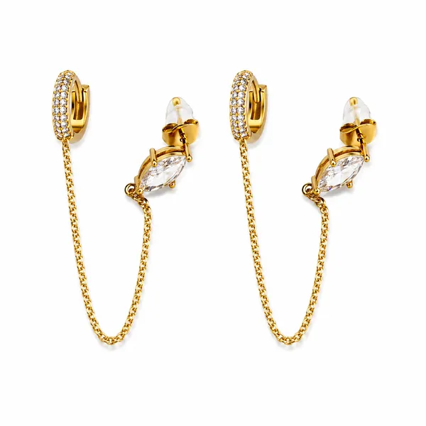 RIDHVEE_Premium_316L_Stainless_Steel_18K_Gold_Plated_Chain_Drop_Earrings_for_Women_|_Anti-Tarnish_Skin_Friendly_CZ_Stud_Hoop_Earrings_with_Safety_Chain_|_Waterproof_Dainty_Luxury_Jewellery_RV-AT-ERG-032