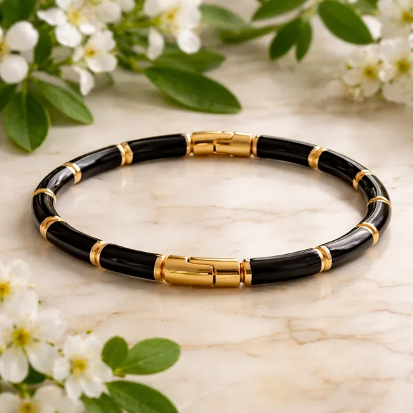 RIDHVEE_Black_&_Gold_Plated_Kada_Bracelet_for_Women_|_Anti-Tarnish_Designer_Bangle_with_Magnetic_Clasp_|_Stylish_Daily_Wear_Fashion_Jewellery_for_Girls_(RV-AT-KAB-031)