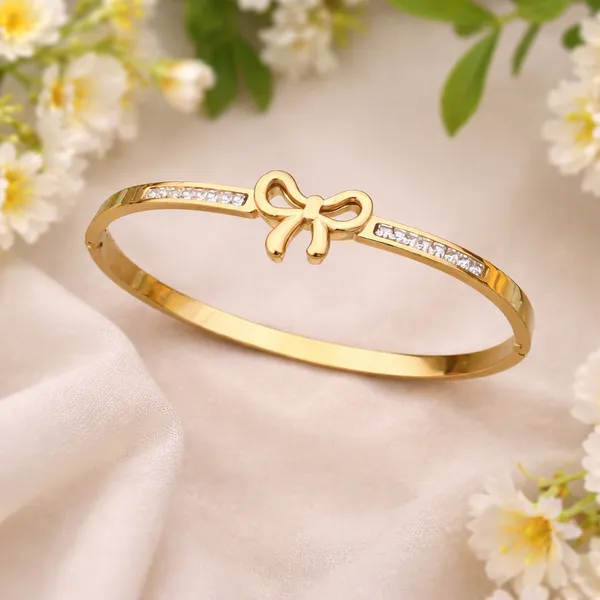 RIDHVEE_Gold_Plated_Bow_Kada_Bracelet_for_Women_(Small_Size_6_cm)_|_Anti-Tarnish_Crystal_Studded_Designer_Bangle_|_Stylish_Daily_Wear_Jewellery_for_Girls_(RV-AT-KAB-032_S)