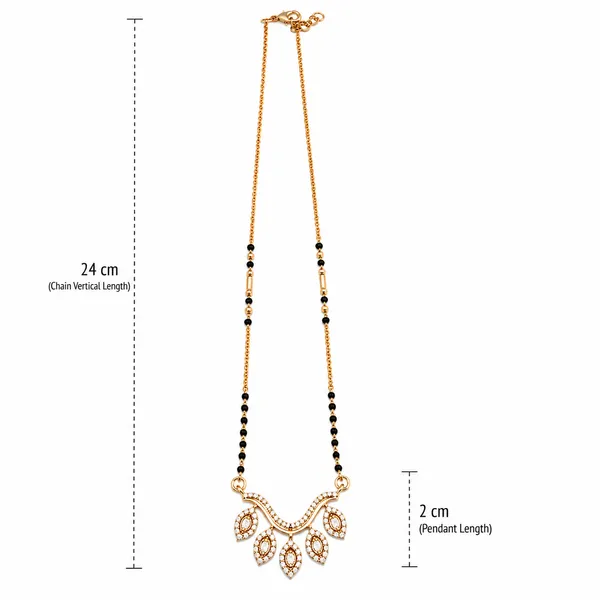 RIDHVEE_Designer_Mangalsutra_for_Women_|_Anti-Tarnish_Gold_Plated_Black_Bead_Chain_Necklace_|_American_Diamond_Leaf_Drop_Pendant_Mangalsutra_|_Stylish_Daily_Wear_&_Party_Wear_Jewellery_(RV-AT-MGL-006)