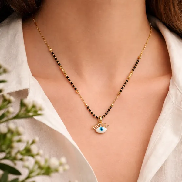 RIDHVEE_Evil_Eye_Mangalsutra_for_Women_|_Anti-Tarnish_Gold_Plated_Black_Bead_Chain_Necklace_|_American_Diamond_Nazar_Pendant_Mangalsutra_|_Stylish_Daily_Wear_&_Protection_Jewellery_(RV-AT-MGL-007)
