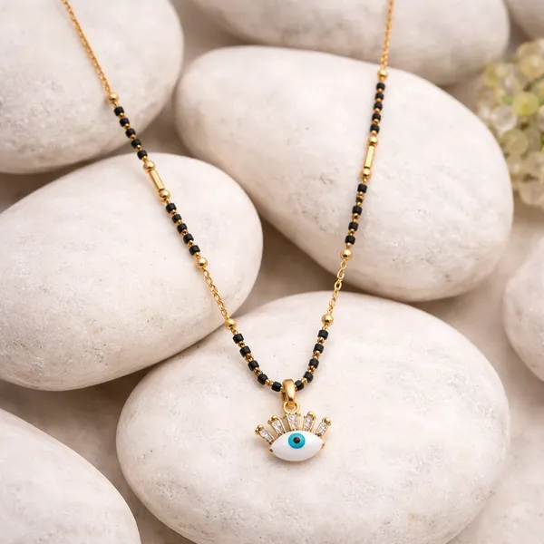 RIDHVEE_Evil_Eye_Mangalsutra_for_Women_|_Anti-Tarnish_Gold_Plated_Black_Bead_Chain_Necklace_|_American_Diamond_Nazar_Pendant_Mangalsutra_|_Stylish_Daily_Wear_&_Protection_Jewellery_(RV-AT-MGL-007)