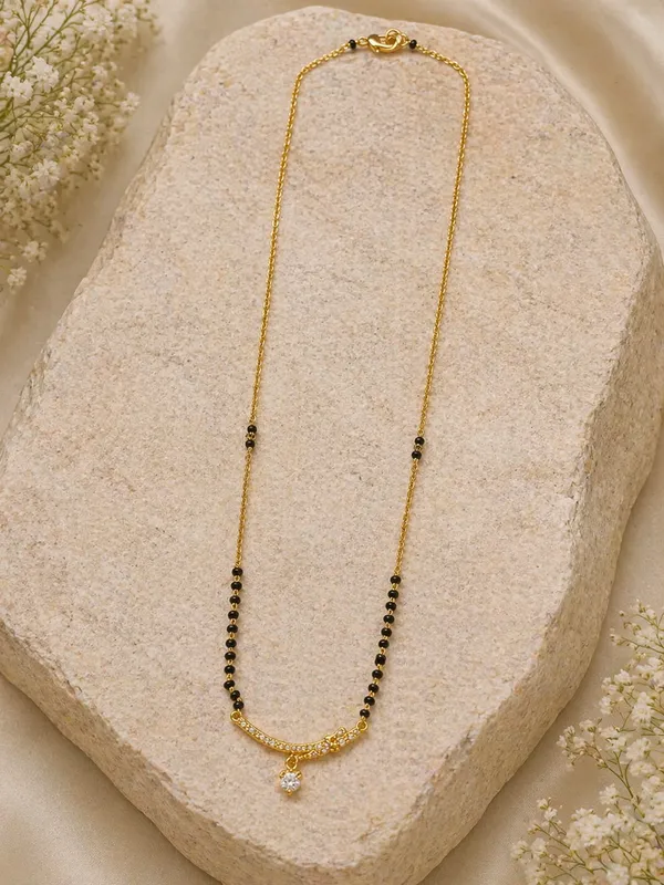 RIDHVEE_Gold_Plated_Mangalsutra_for_Women_|_Anti-Tarnish_Black_Bead_Chain_Necklace_|_Elegant_Curved_Bar_Pendant_with_Drop_Stone_|_Lightweight_Daily_Wear_&_Office_Wear_Mangalsutra_(RV-AT-MGL-008)