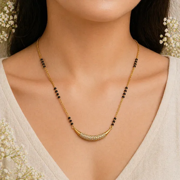 RIDHVEE_Curved_Diamond_Mangalsutra_for_Women_|_Anti-Tarnish_Gold_Plated_Black_Bead_Chain_Necklace_|_American_Diamond_Studded_Bar_Pendant_|_Elegant_Daily_Wear_&_Office_Wear_Mangalsutra_(RV-AT-MGL-009)