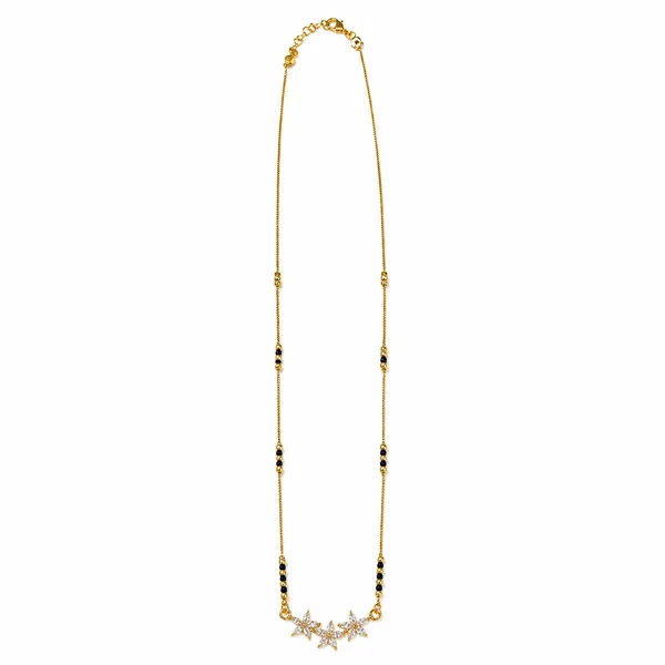 RIDHVEE_Floral_Diamond_Mangalsutra_for_Women_|_Anti-Tarnish_Gold_Plated_Black_Bead_Chain_Necklace_|_American_Diamond_Designer_Pendant_|_Lightweight_Daily_Wear_&_Office_Wear_Jewellery_(RV-AT-MGL-011)