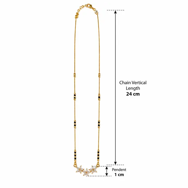 RIDHVEE_Floral_Diamond_Mangalsutra_for_Women_|_Anti-Tarnish_Gold_Plated_Black_Bead_Chain_Necklace_|_American_Diamond_Designer_Pendant_|_Lightweight_Daily_Wear_&_Office_Wear_Jewellery_(RV-AT-MGL-011)