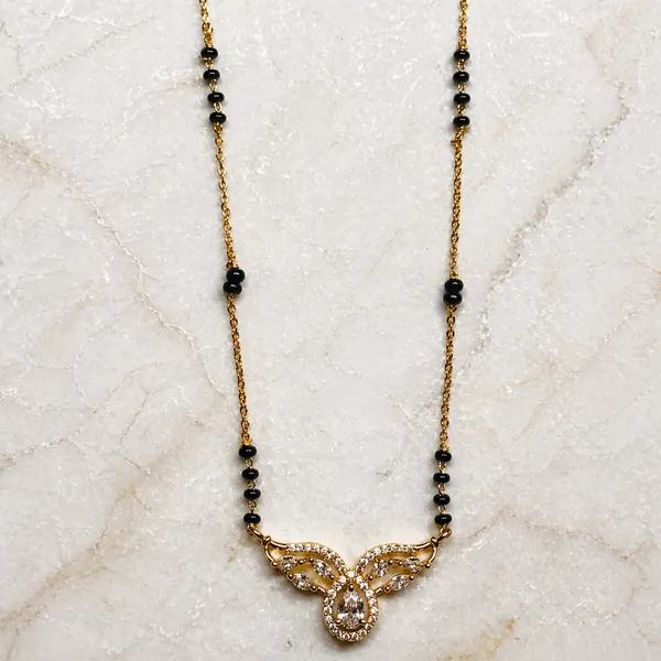 RIDHVEE_Designer_Diamond_Mangalsutra_for_Women_|_Anti-Tarnish_Gold_Plated_Black_Bead_Chain_Necklace_|_American_Diamond_Teardrop_Pendant_|_Lightweight_Daily_Wear_&_Office_Wear_Jewellery_(RV-AT-MGL-012)