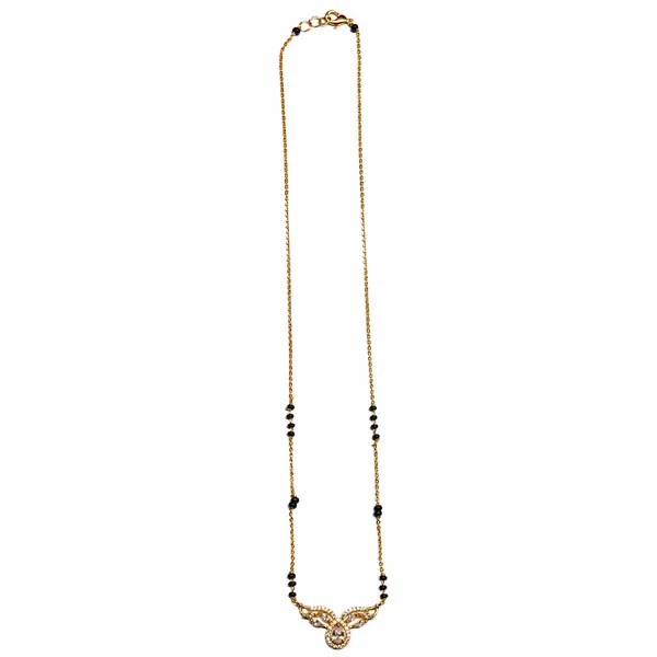 RIDHVEE_Designer_Diamond_Mangalsutra_for_Women_|_Anti-Tarnish_Gold_Plated_Black_Bead_Chain_Necklace_|_American_Diamond_Teardrop_Pendant_|_Lightweight_Daily_Wear_&_Office_Wear_Jewellery_(RV-AT-MGL-012)